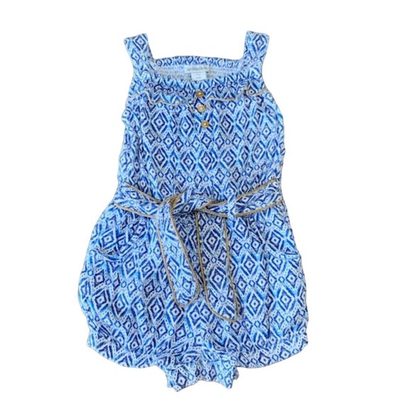 MONSOON Baby Girls Aztec Diamonds Romper 3-6 Mos Bubble Shorts Playsuit Infant - Picture 1 of 7